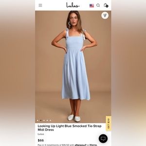 Lulus Light Blue Smocked Tie-Strap Midi Dress